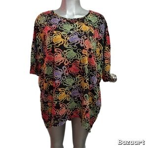 LulaRoe Irma Octopus Print Tunic Top Quirky Plus Size 2XL Comfy Colorful Ocean